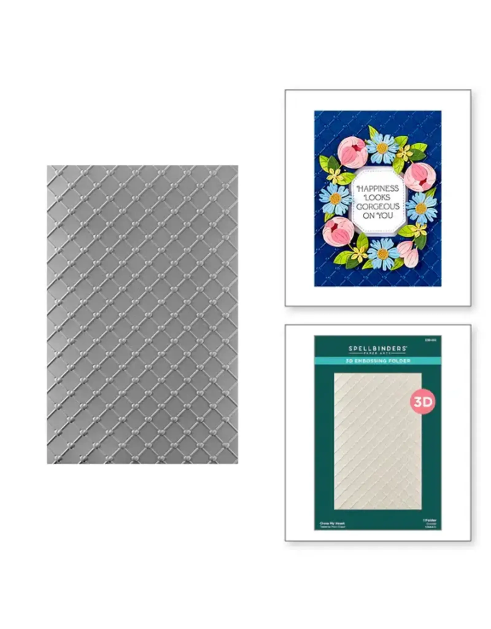 SPELLBINDERS SPELLBINDERS GORGEOUS YOU COLLECTION CROSS MY HEART 3D EMBOSSING FOLDER