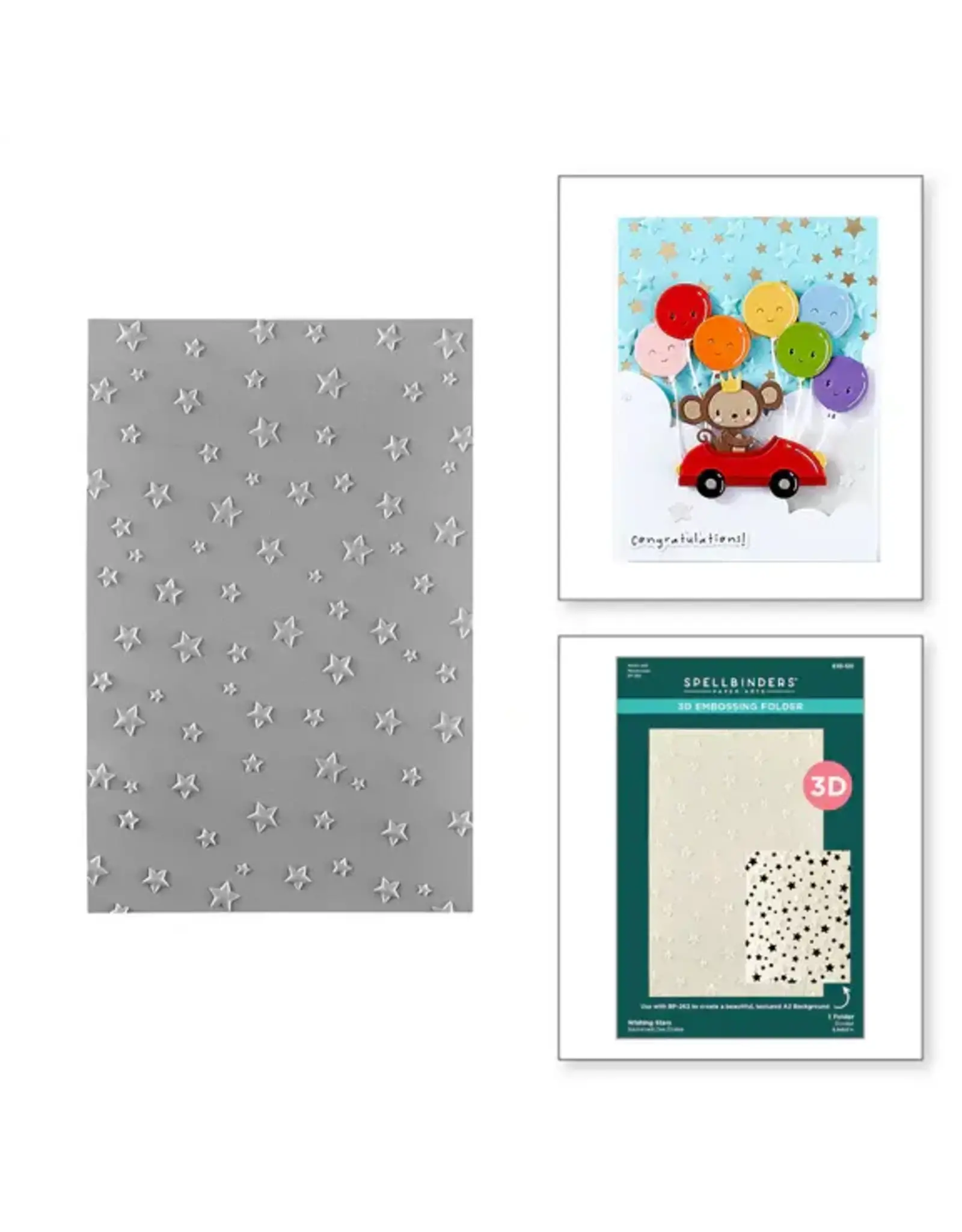 SPELLBINDERS SPELLBINDERS LITTLE SMILES COLLECTION WISHING STARS 3D EMBOSSING FOLDER