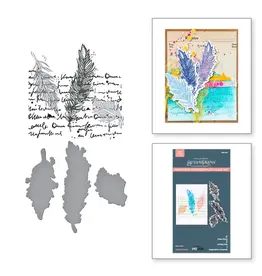 SPELLBINDERS SPELLBINDERS BETTERPRESS DINA WAKLEY COLLAGED BIRDS COLLECTION FEATHER DREAM PRESS PLATES & DIE SET
