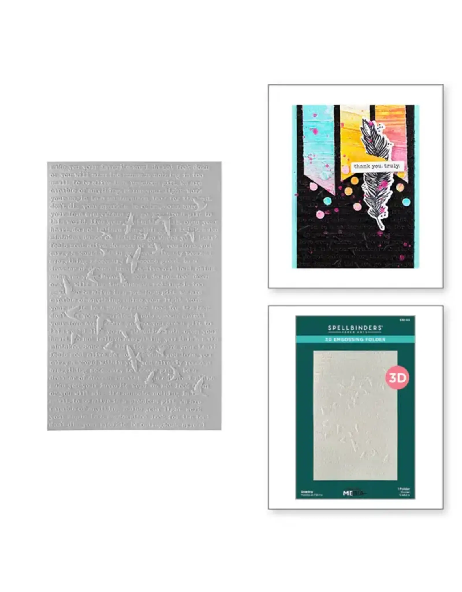 SPELLBINDERS SPELLBINDERS DINA WAKLEY COLLAGED BIRDS COLLECTION SOARING 3D EMBOSSING FOLDER