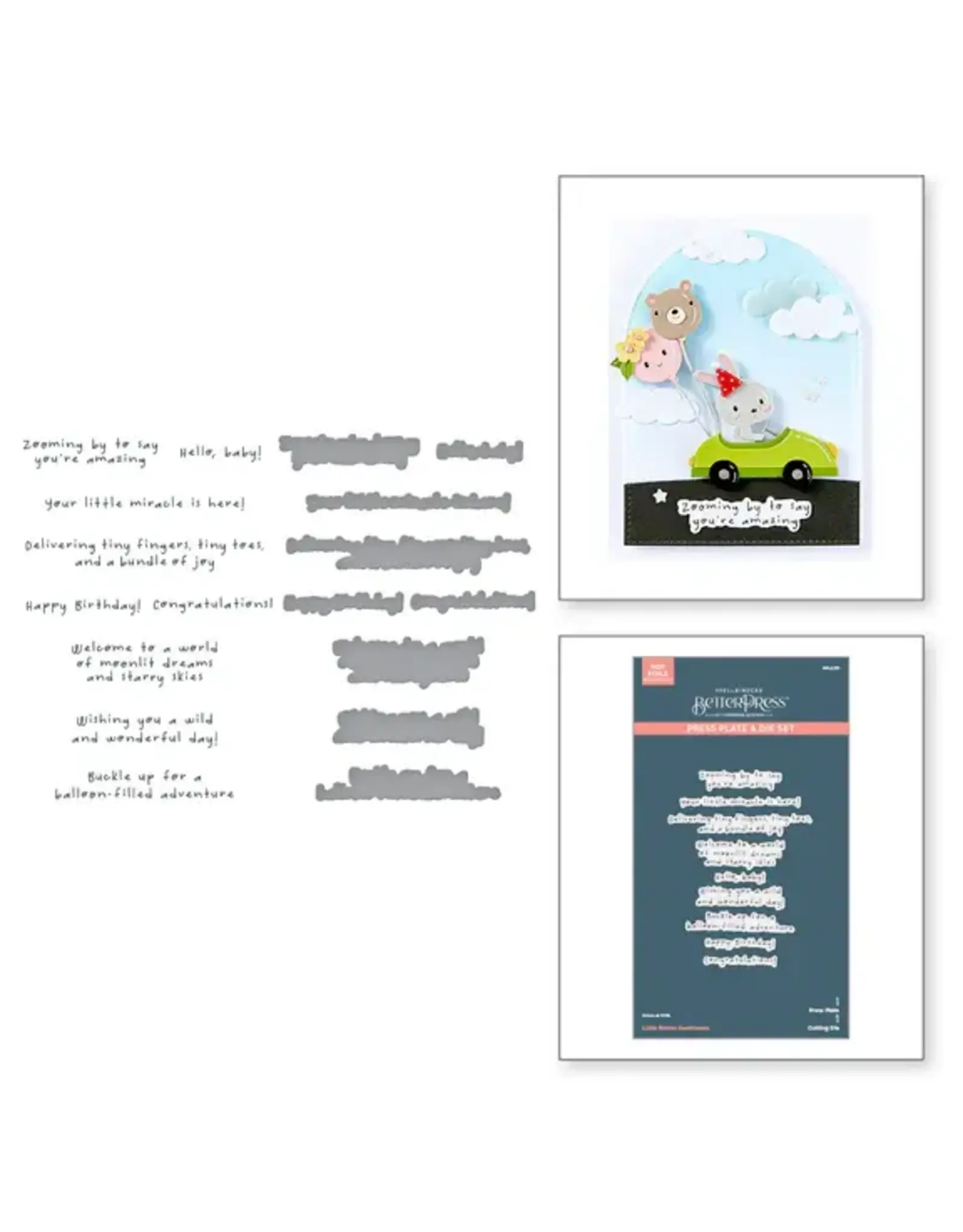 SPELLBINDERS SPELLBINDERS BETTERPRESS LITTLE SMILES COLLECTION LITTLE SMILES SENTIMENTS PRESS PLATES & DIE SET