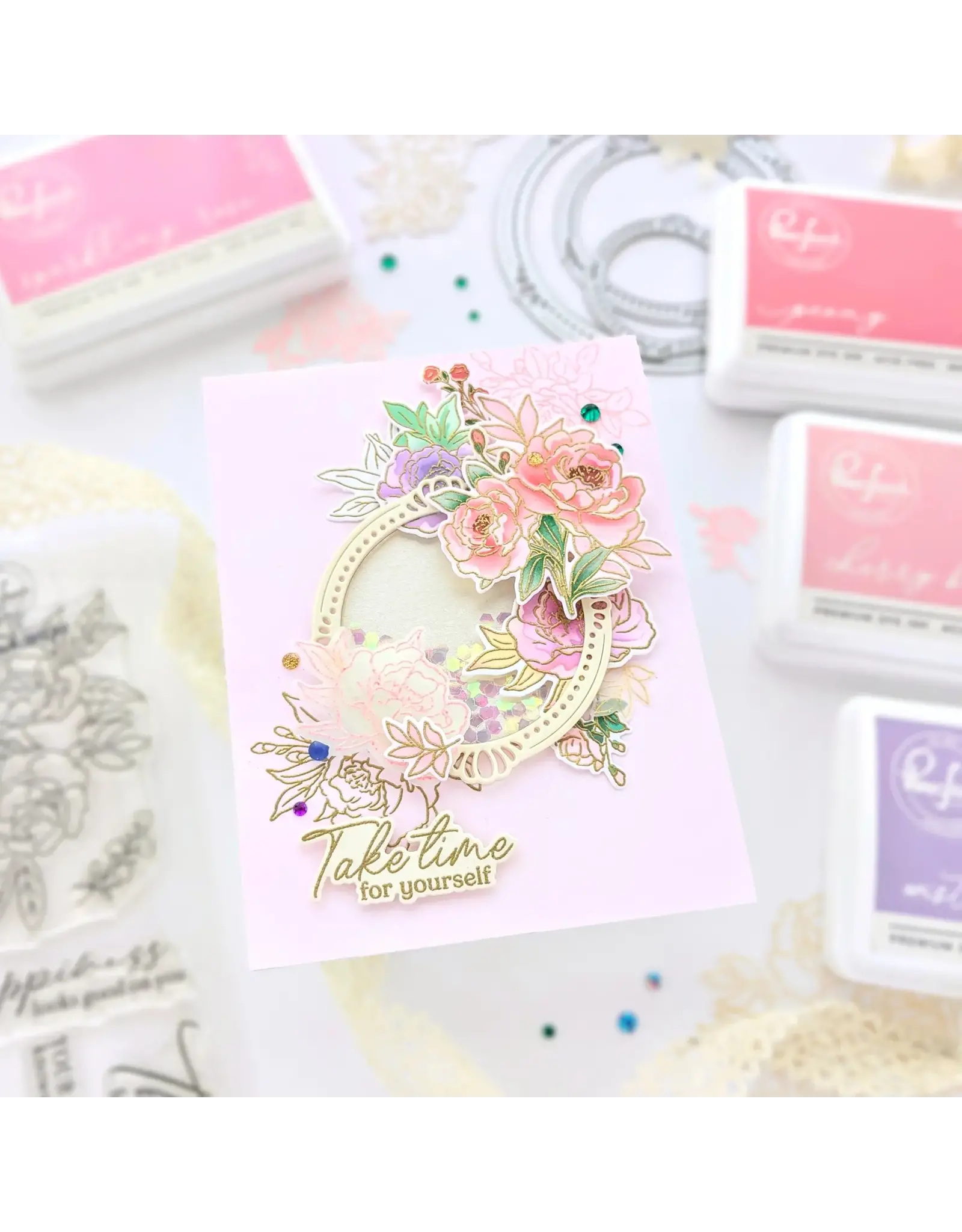 PINKFRESH PINKFRESH STUDIO PEONY PERFECTION STENCIL SET 6/PK