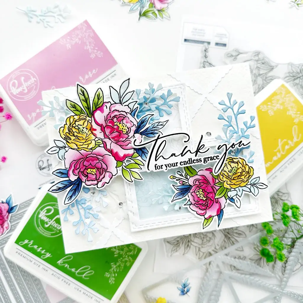 PINKFRESH PINKFRESH STUDIO PEONY PERFECTION STENCIL SET 6/PK
