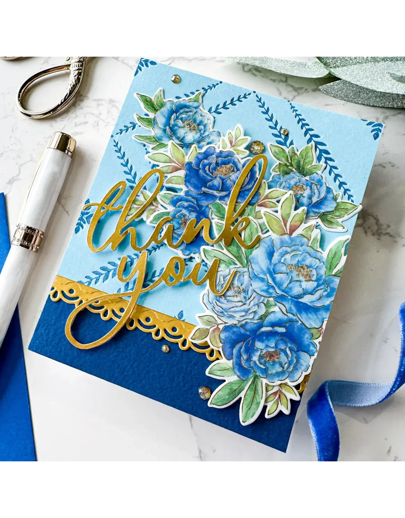 PINKFRESH PINKFRESH STUDIO PEONY PERFECTION BLUE WASHI TAPE