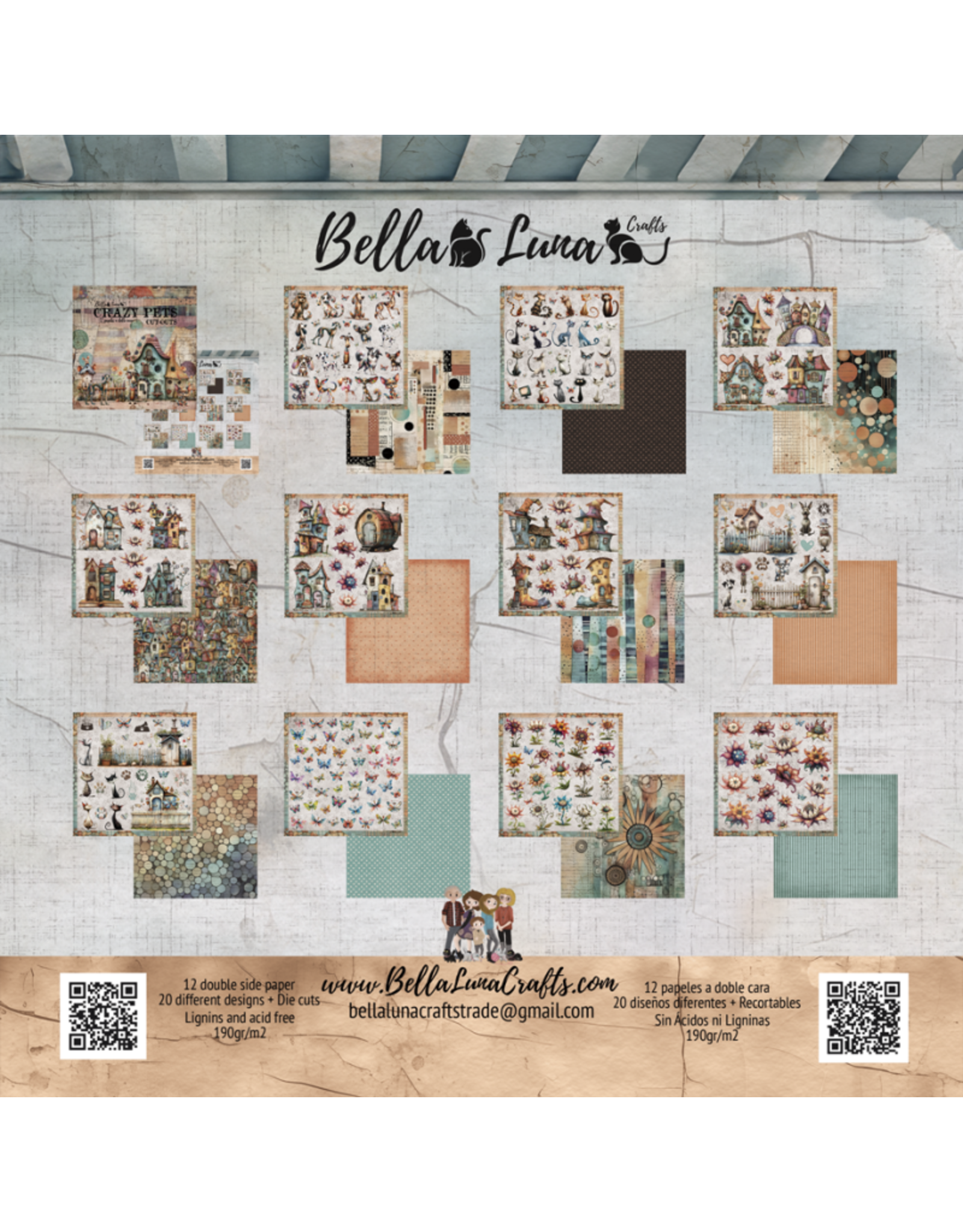 BELLA LUNA BELLA LUNA CRAZY PETS CUT OUTS 8x8 COLLECTION PACK