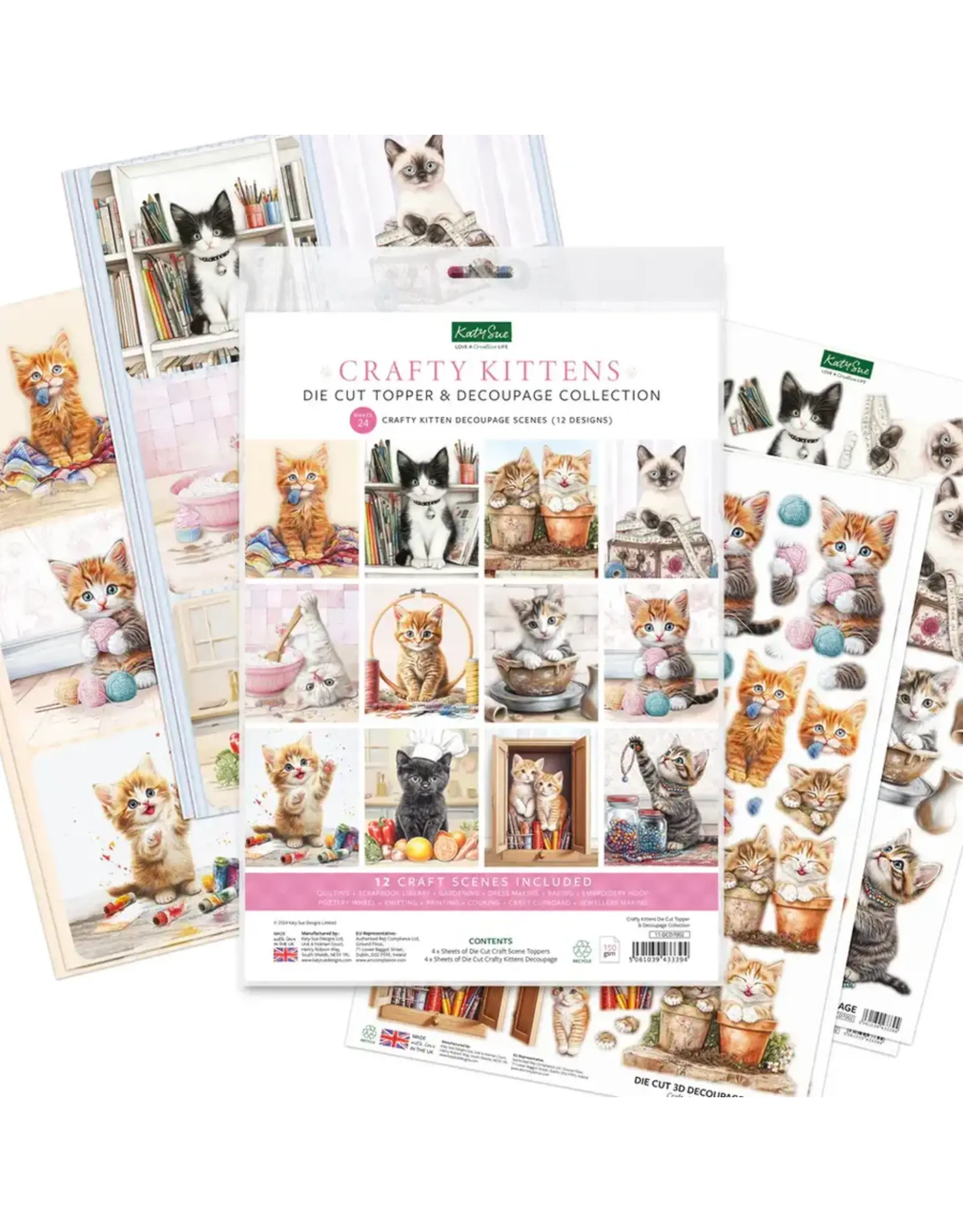 KATY SUE KATY SUE CRAFTY KITTENS DIE CUT DECOUPAGE COLLECTION