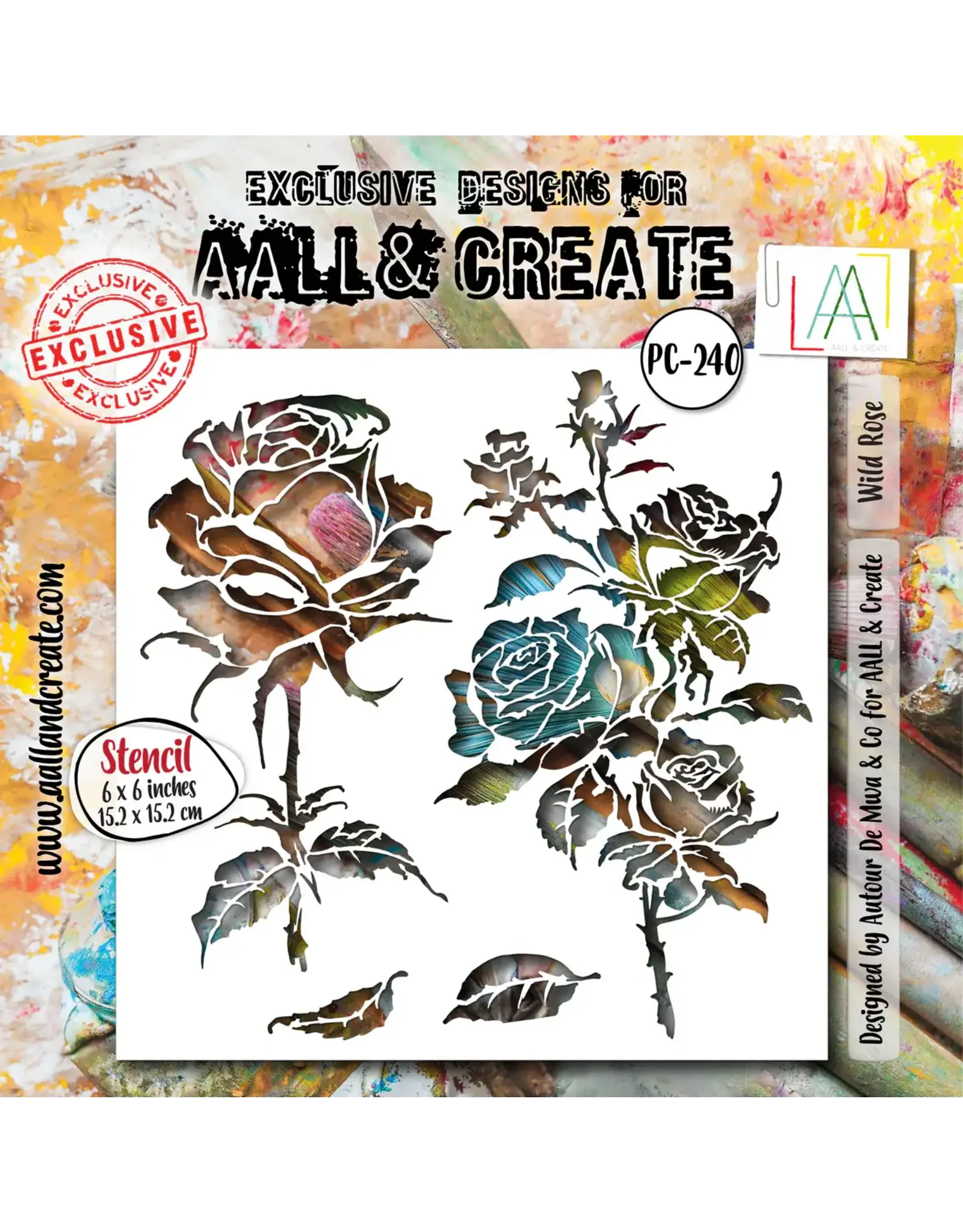 AALL & CREATE AALL & CREATE AUTOUR DE MWA #240 WILD ROSE 6X6 STENCIL