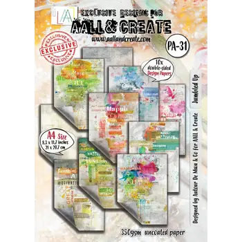 AALL & CREATE AALL & CREATE AUTOUR DE MWA & CO #31 JUMBLED UP A4 DOUBLE-SIDED DESIGN PAPERS 10/PK
