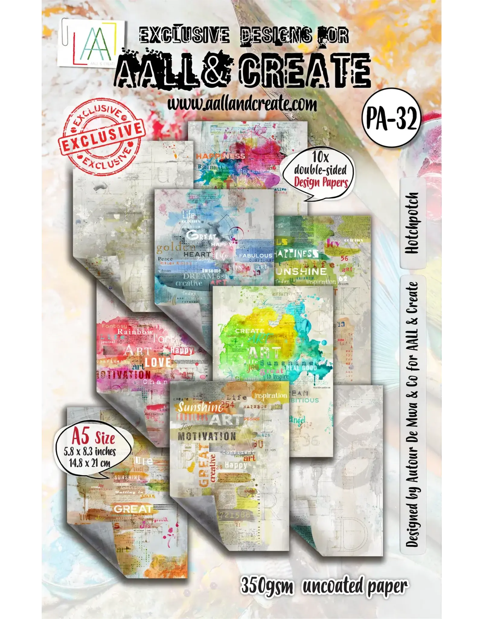 AALL & CREATE AALL & CREATE AUTOUR DE MWA & CO #32 HOTCHPOTCH A5 DOUBLE-SIDED DESIGN PAPERS 10/PK