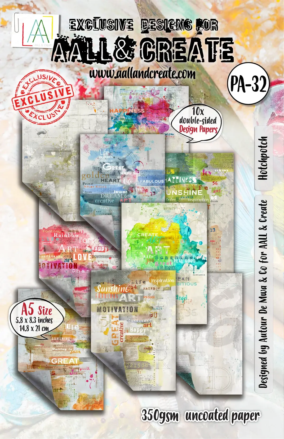 AALL & CREATE AALL & CREATE AUTOUR DE MWA & CO #32 HOTCHPOTCH A5 DOUBLE-SIDED DESIGN PAPERS 10/PK