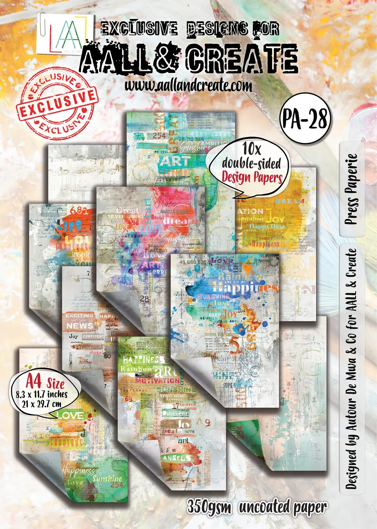 AALL & CREATE AALL & CREATE AUTOUR DE MWA & CO #28 PRESS PAPERIE A4 DOUBLE-SIDED DESIGN PAPERS 10/PK