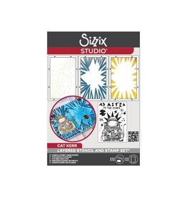 SIZZIX SIZZIX CAT KERR AD ASTRA CLEAR STAMP AND STENCIL SET