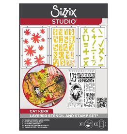 SIZZIX SIZZIX CAT KERR STRENGTH IN NUMBERS CLEAR STAMP AND STENCIL SET