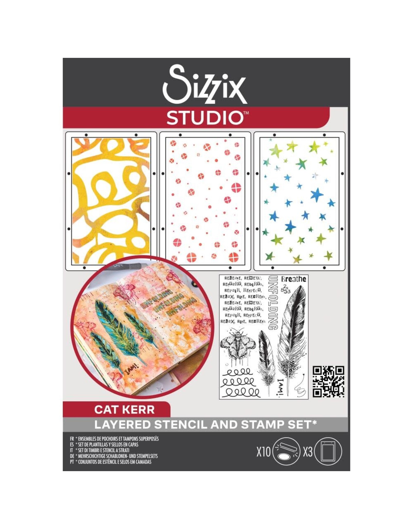 SIZZIX SIZZIX CAT KERR THE R'S HAVE IT CLEAR STAMP AND STENCIL SET