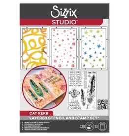 SIZZIX SIZZIX CAT KERR THE R'S HAVE IT CLEAR STAMP AND STENCIL SET