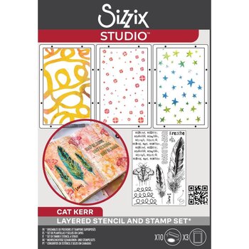 SIZZIX SIZZIX CAT KERR THE R'S HAVE IT CLEAR STAMP AND STENCIL SET