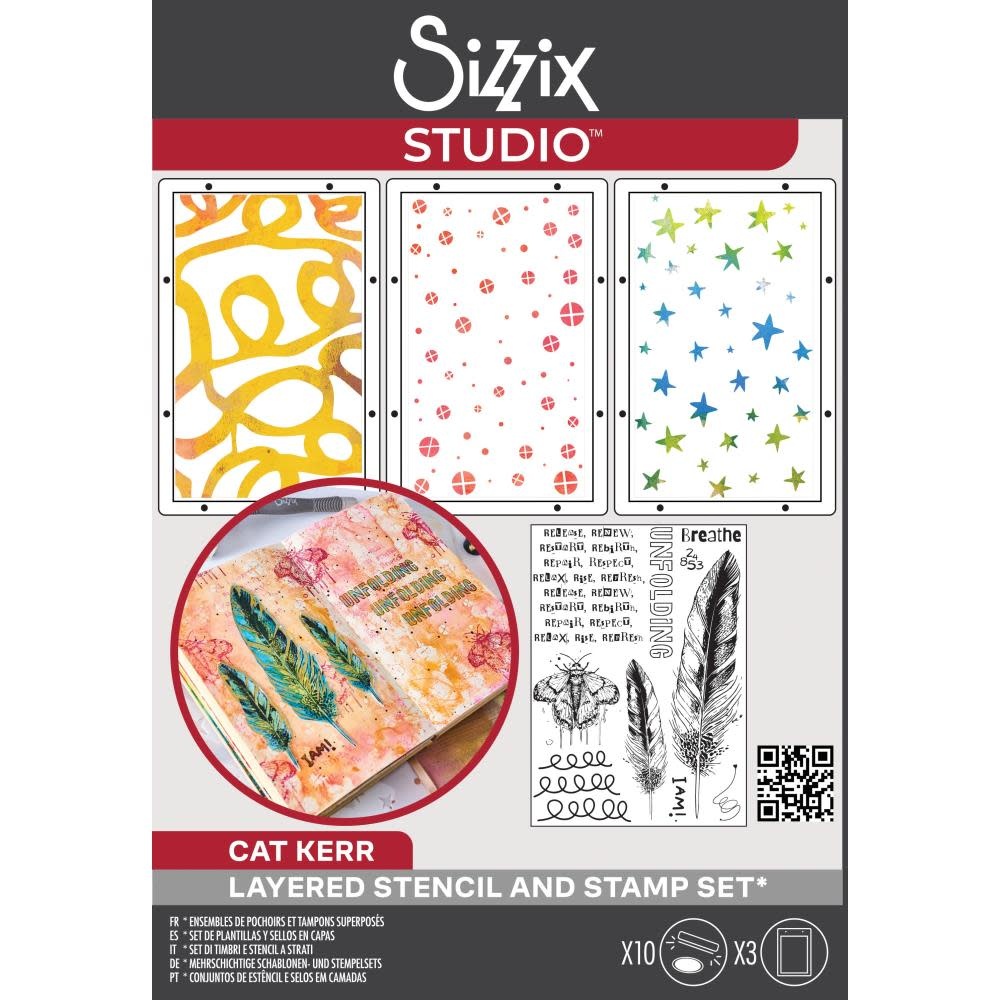 SIZZIX SIZZIX CAT KERR THE R'S HAVE IT CLEAR STAMP AND STENCIL SET