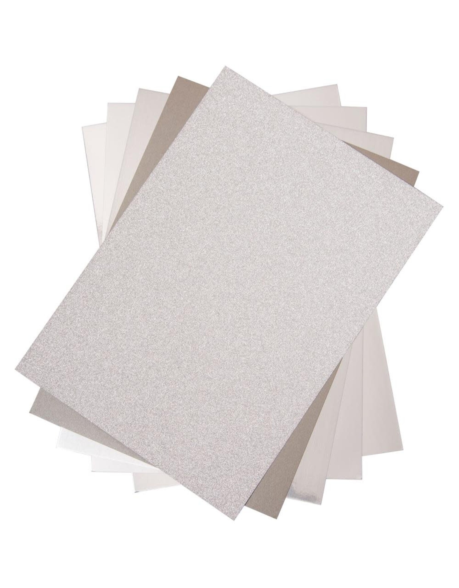 SIZZIX SIZZIX SILVER OPULENT CARDSTOCK PACK 5 TYPES/50 SHEETS