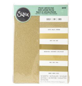 SIZZIX SIZZIX GOLD OPULENT CARDSTOCK PACK 5 TYPES/50 SHEETS