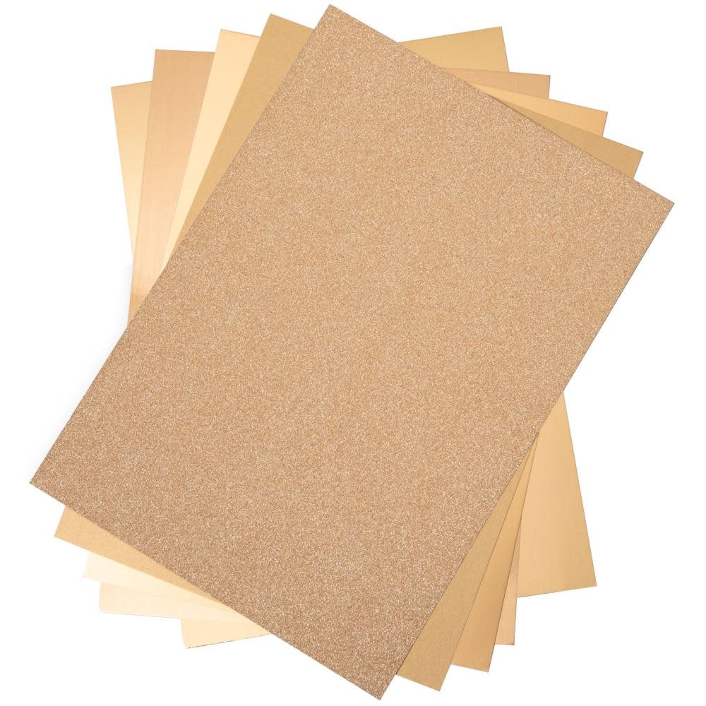 SIZZIX SIZZIX GOLD OPULENT CARDSTOCK PACK 5 TYPES/50 SHEETS