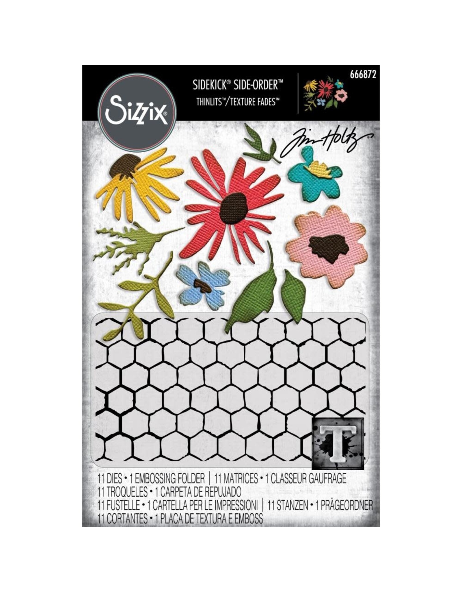SIZZIX SIZZIX TIM HOLTZ VAULT SIDE-ORDER FLORISTRY THINLITS EMBOSSING FOLDER & DIE SET