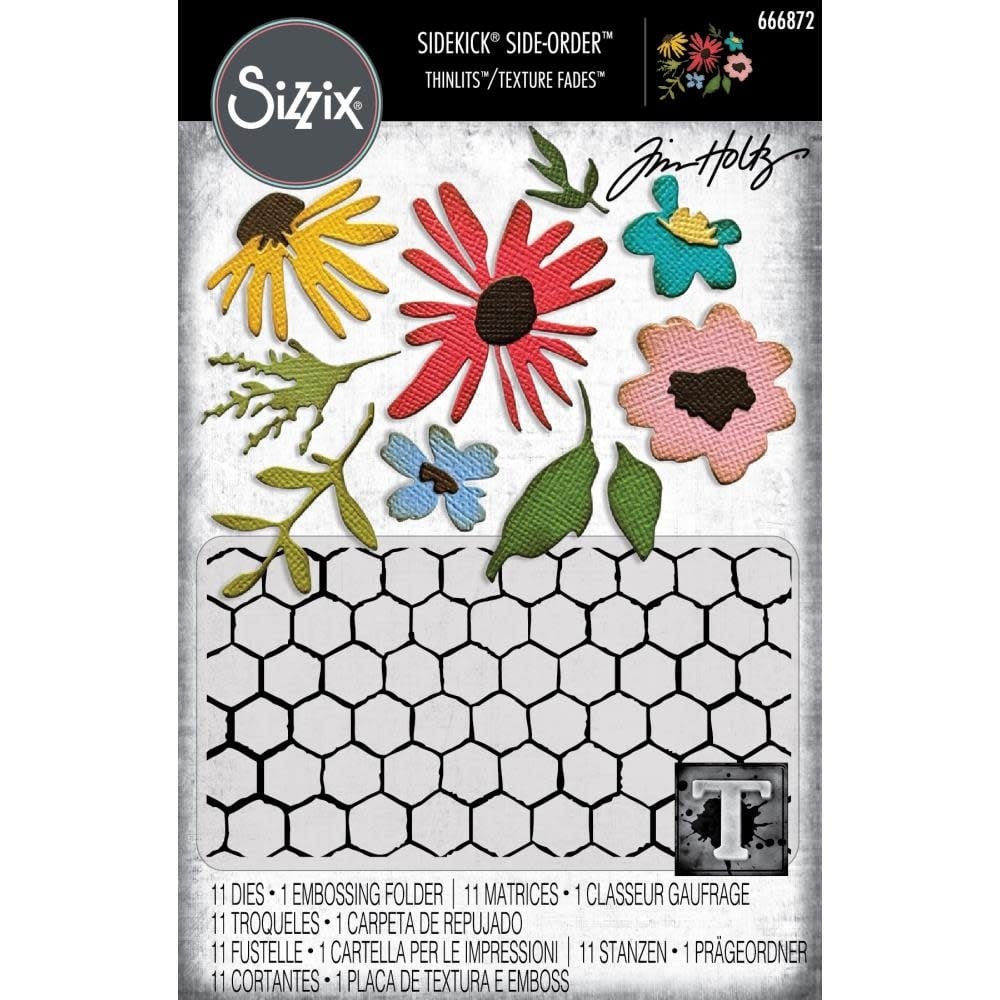 SIZZIX SIZZIX TIM HOLTZ VAULT SIDE-ORDER FLORISTRY THINLITS EMBOSSING FOLDER & DIE SET