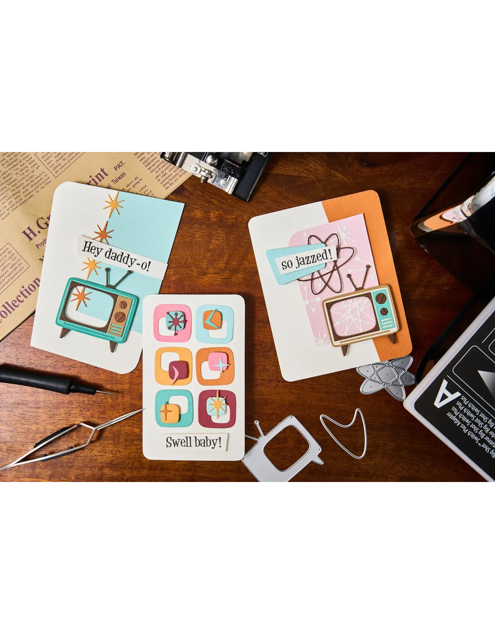 SIZZIX SIZZIX TIM HOLTZ THINLITS VAULT ATOMIC RETRO DIE SET
