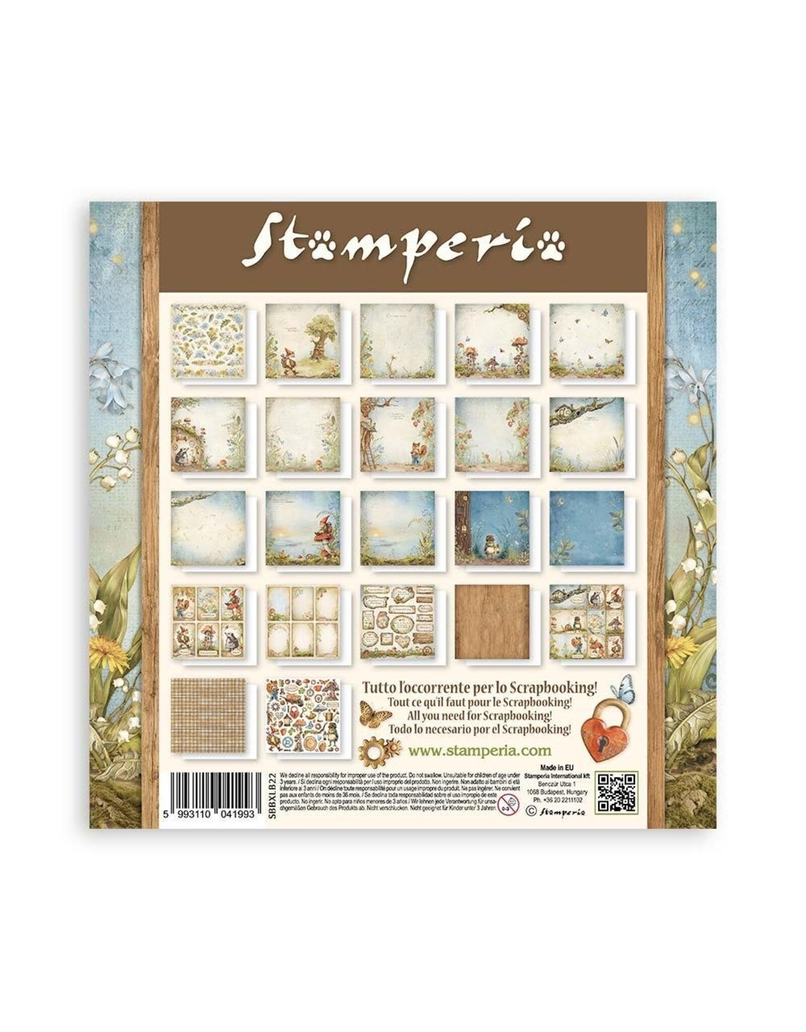 STAMPERIA STAMPERIA HIDDEN GROVE MAXI PAD 12x12 PAPER PACK 22 SHEETS