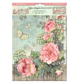 STAMPERIA STAMPERIA HOUSE OF ROSES ASSORTED A4 RICE PAPER 6/PK