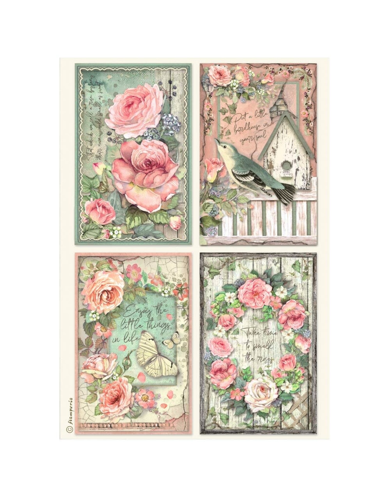 STAMPERIA STAMPERIA HOUSE OF ROSES ASSORTED A4 RICE PAPER 6/PK