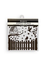 STAMPERIA STAMPERIA HOUSE OF ROSES FENCE AND BIRDS 18x18cm STENCIL