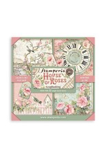 STAMPERIA STAMPERIA HOUSE OF ROSES MAXI PAD 8x8 PAPER PACK 22 SINGLE FACED SHEETS