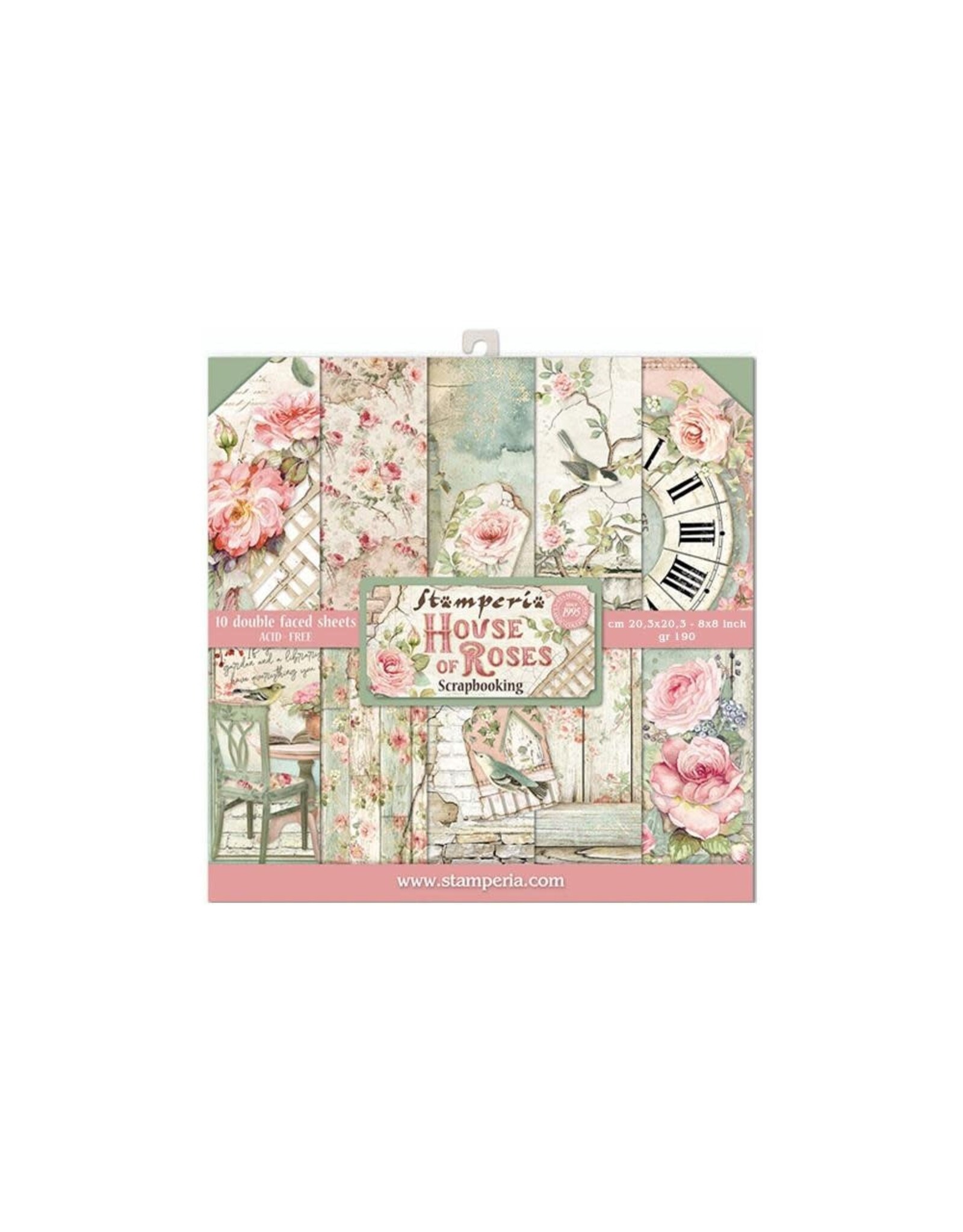 STAMPERIA STAMPERIA HOUSE OF ROSES COLLECTION 8X8 COLLECTION PACK 10 SHEETS