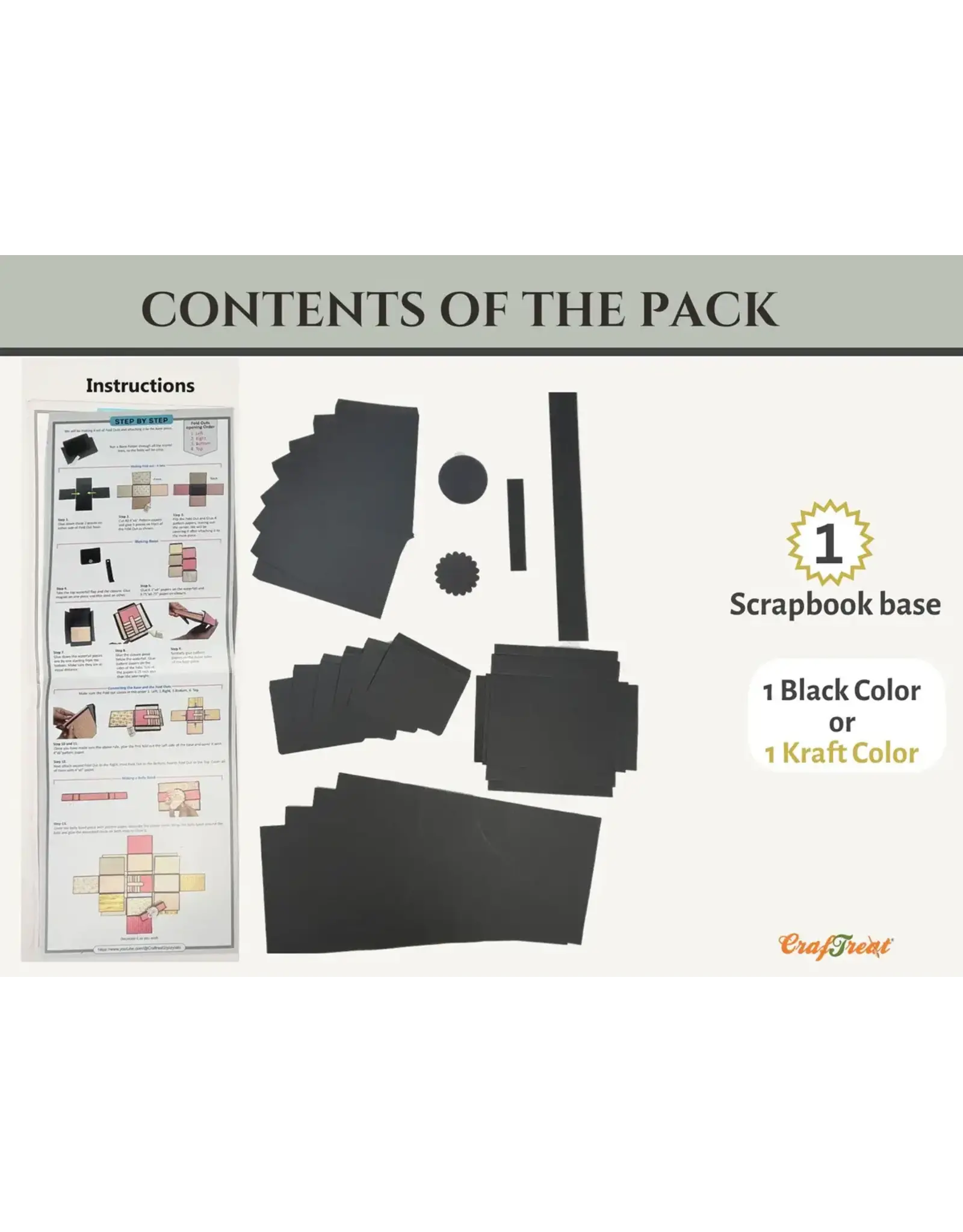 CRAFTREAT CRAFTREAT SCRAPBOOK BLANKS EXPANDING FOLIO BLACK COLOR