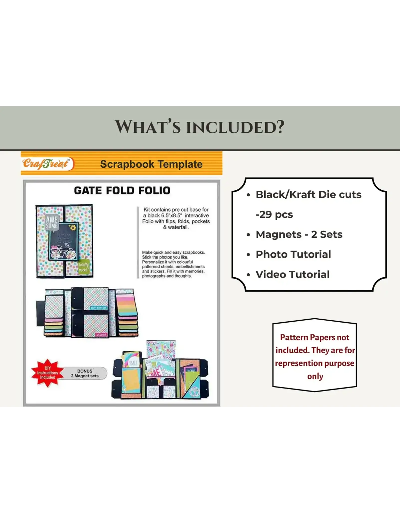 CRAFTREAT CRAFTREAT SCRAPBOOK BLANKS GATE FOLD FOLIO BLACK COLOR