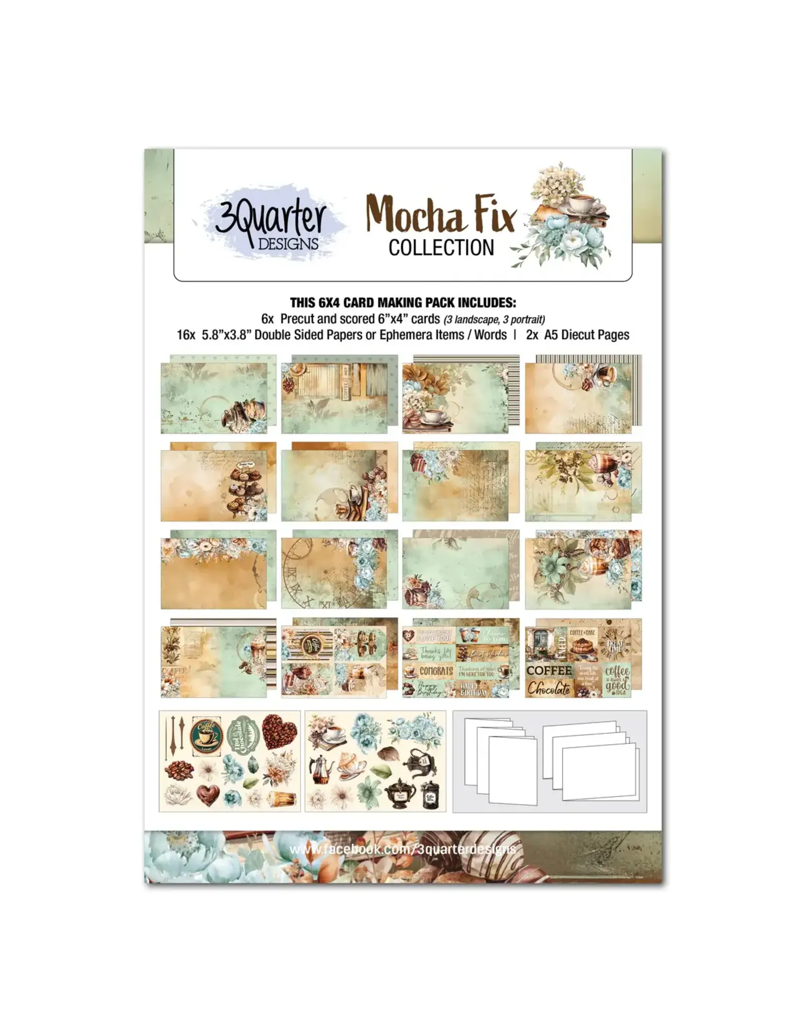 3QUARTER DESIGNS 3QUARTER DESIGNS MOCHA FIX 6x4 CARD PACK