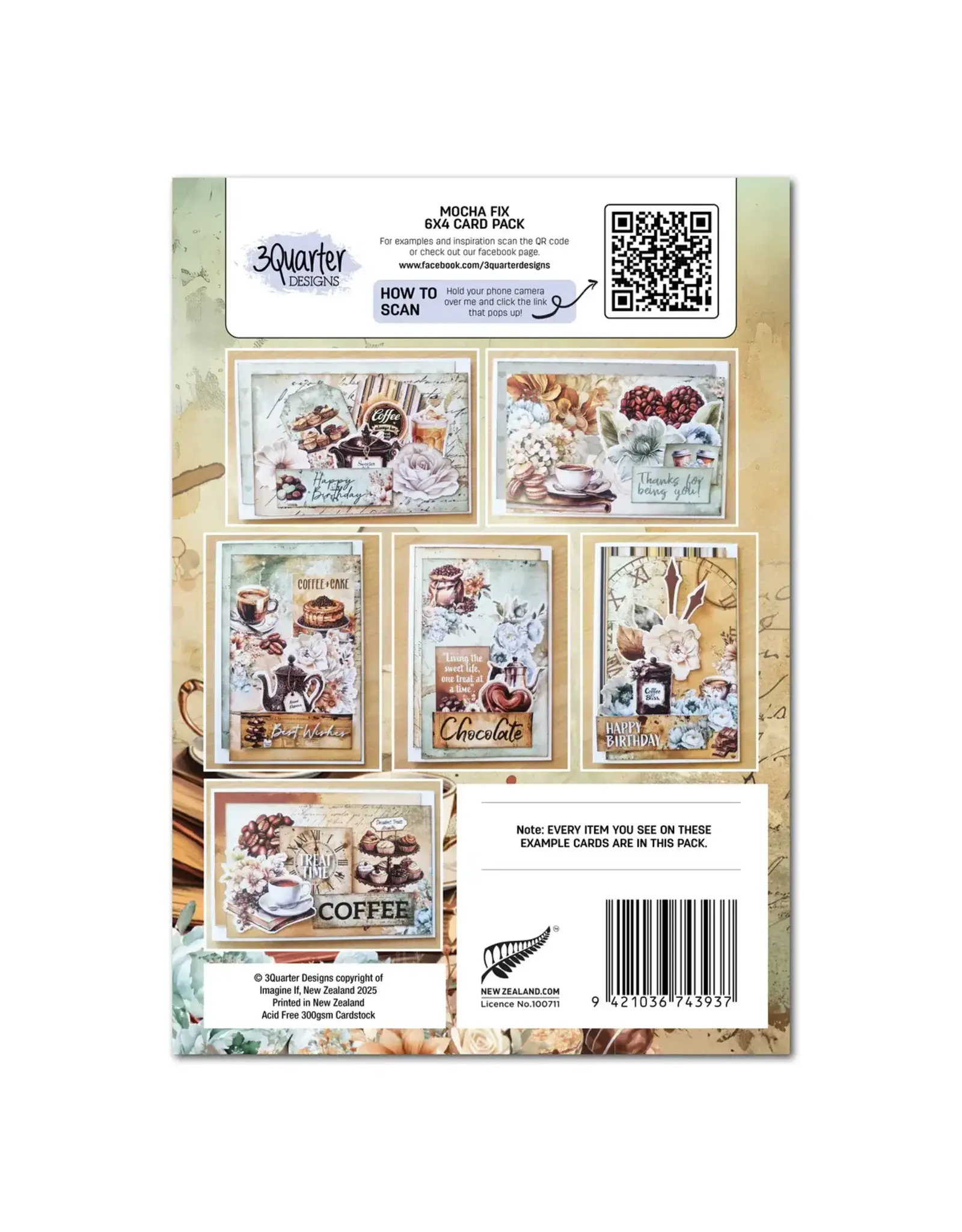 3QUARTER DESIGNS 3QUARTER DESIGNS MOCHA FIX 6x4 CARD PACK