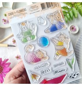 CHOU & FLOWERS CHOU & FLOWERS COLLECTION VIBRATIONS LES CHATONS YOGA A6 CLEAR STAMP SET