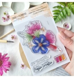 CHOU & FLOWERS CHOU & FLOWERS COLLECTION VIBRATIONS CRAYON FLEURI A7 CLEAR STAMP SET