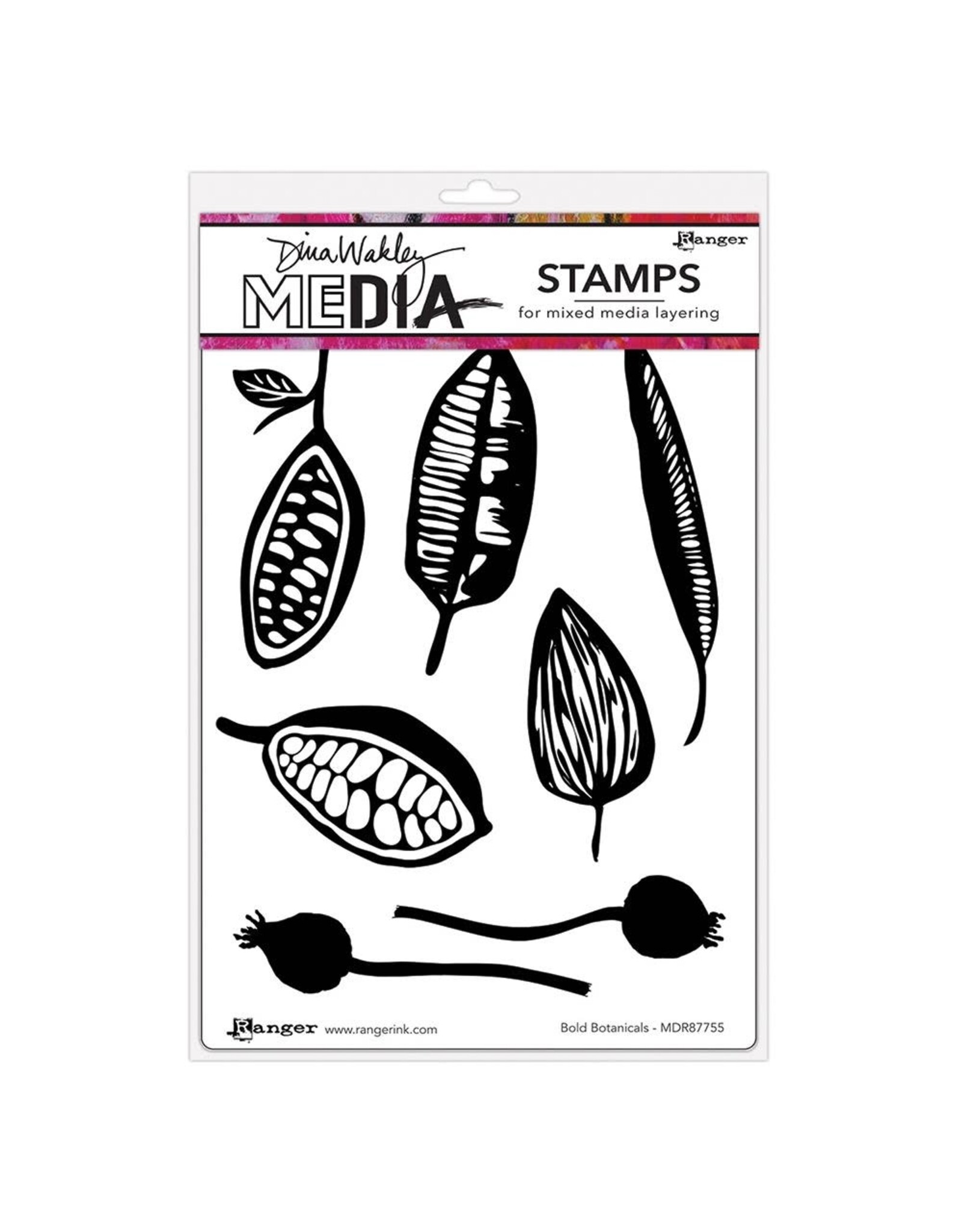 RANGER RANGER DINA WAKLEY MEDIA BOLD BOTANICALS CLING STAMP SET