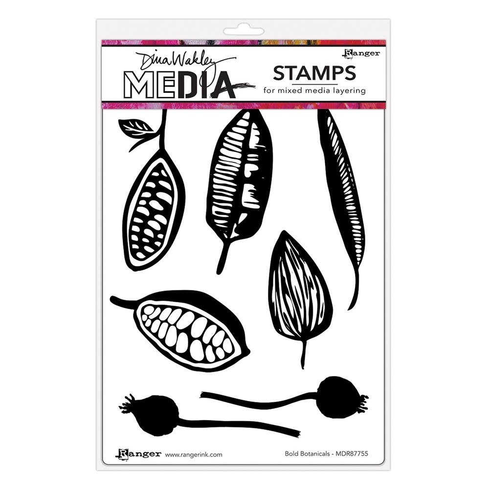 RANGER RANGER DINA WAKLEY MEDIA BOLD BOTANICALS CLING STAMP SET