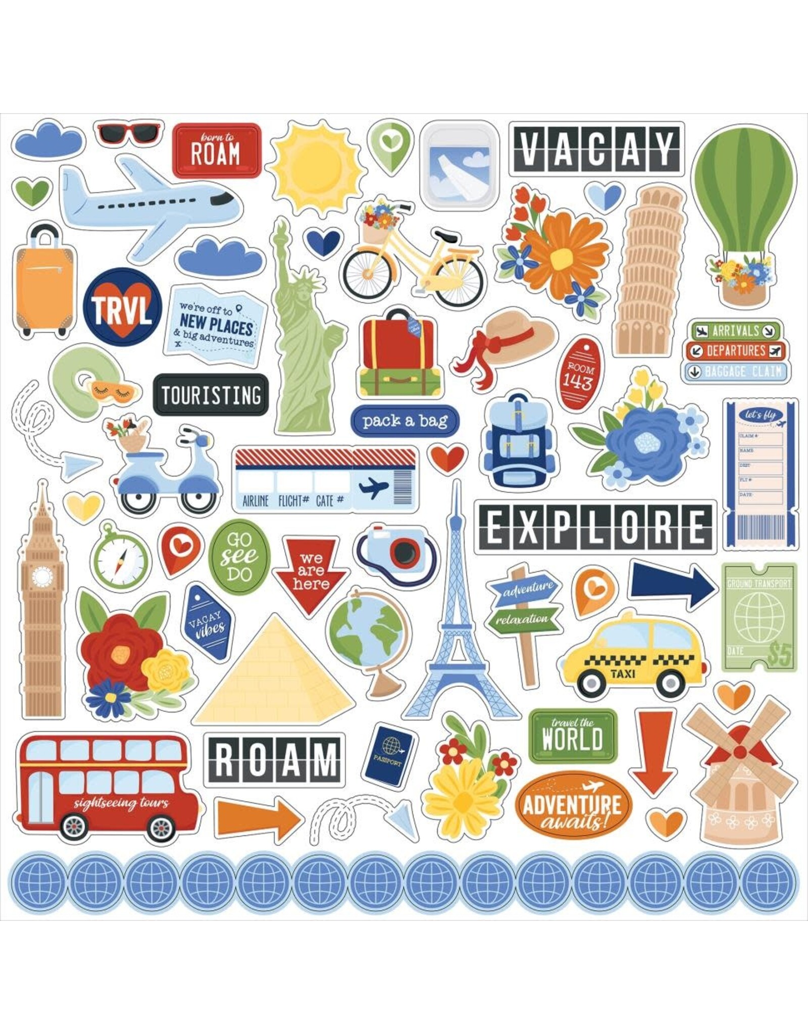 ECHO PARK PAPER ECHO PARK BORN TO TRAVEL ELEMENTS 12x12 CARDSTOCK STICKERS