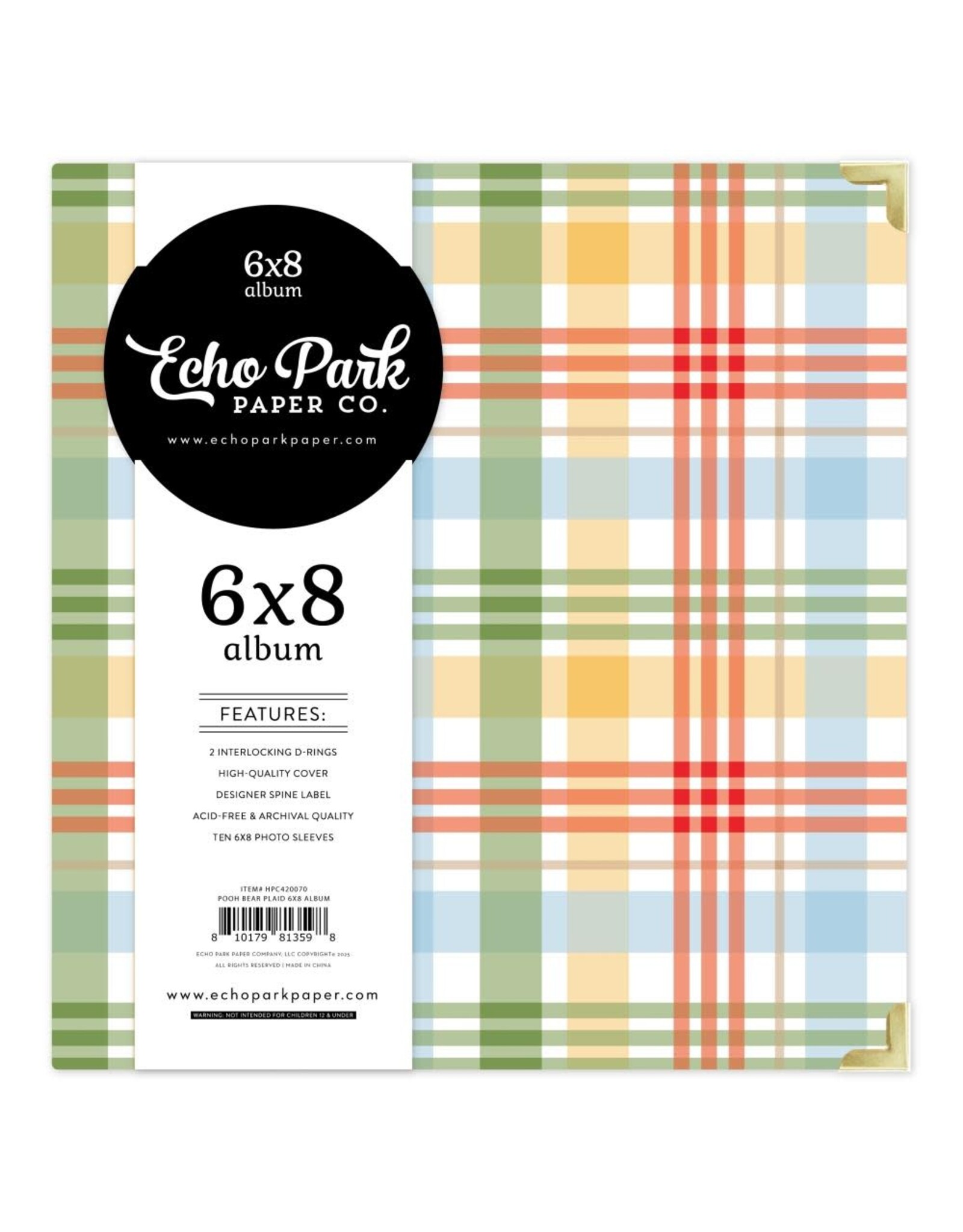 ECHO PARK PAPER ECHO PARK THE HOUSE AT POOH CORNER POOH BEAR PLAID 6X8 ALBUM