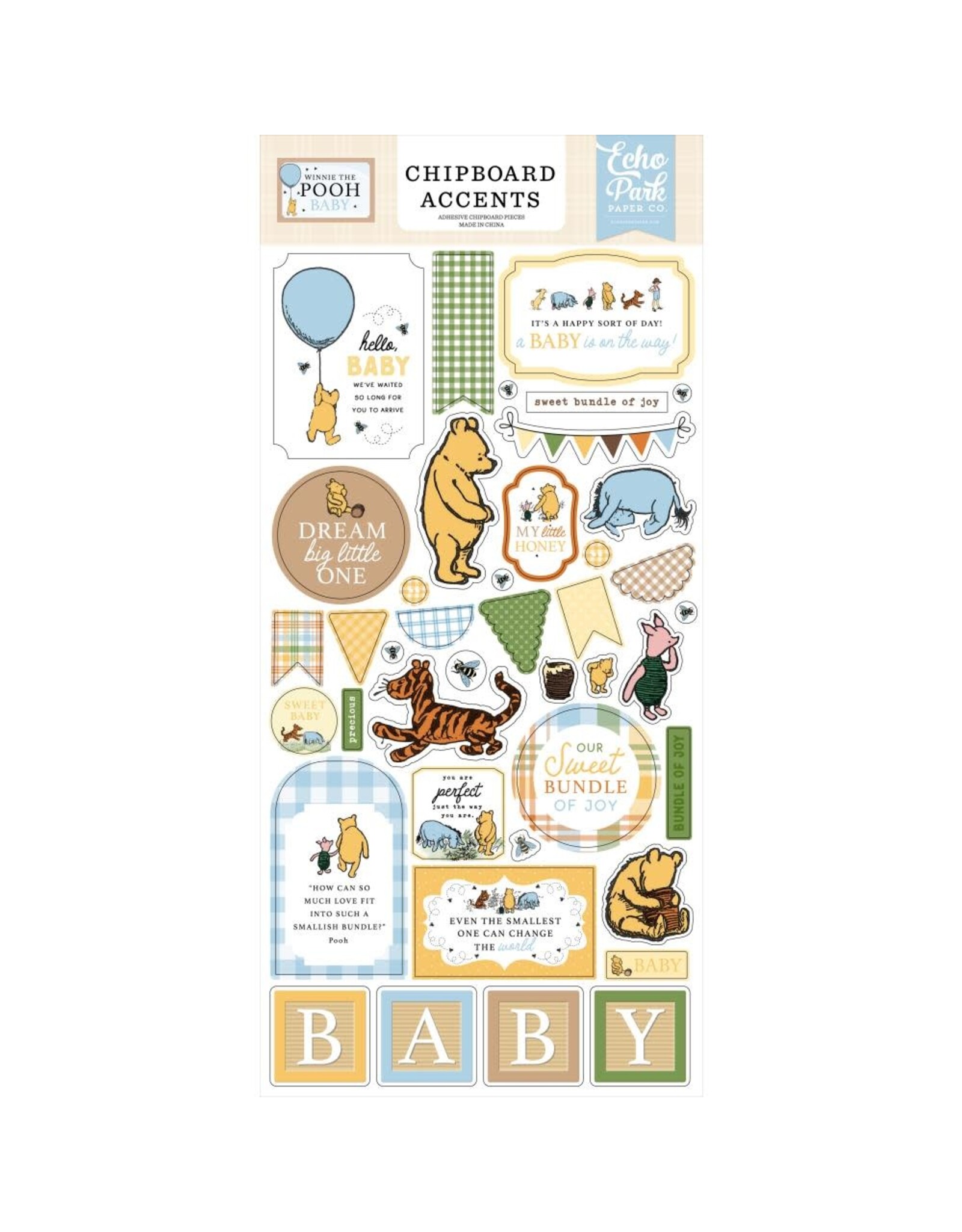ECHO PARK PAPER ECHO PARK WINNIE THE POOH BABY 6x13 CHIPBOARD ACCENTS