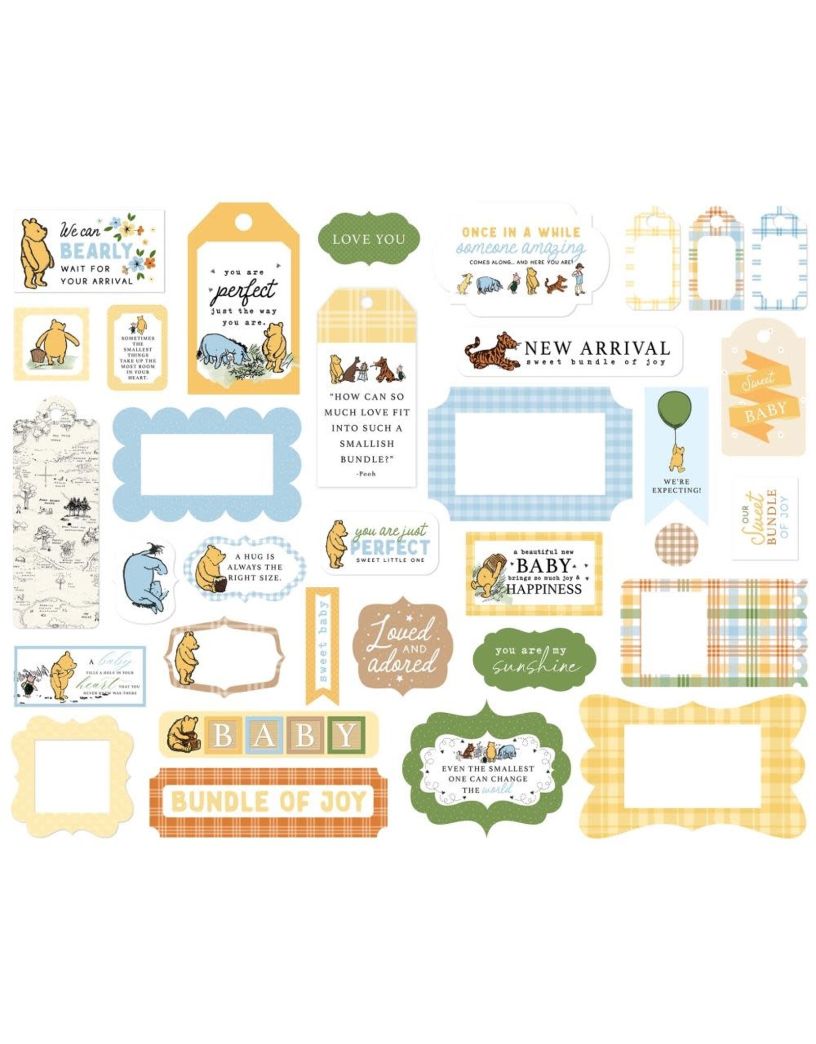 ECHO PARK PAPER ECHO PARK WINNIE THE POOH BABY FRAMES & TAGS EPHEMERA DIE-CUTS