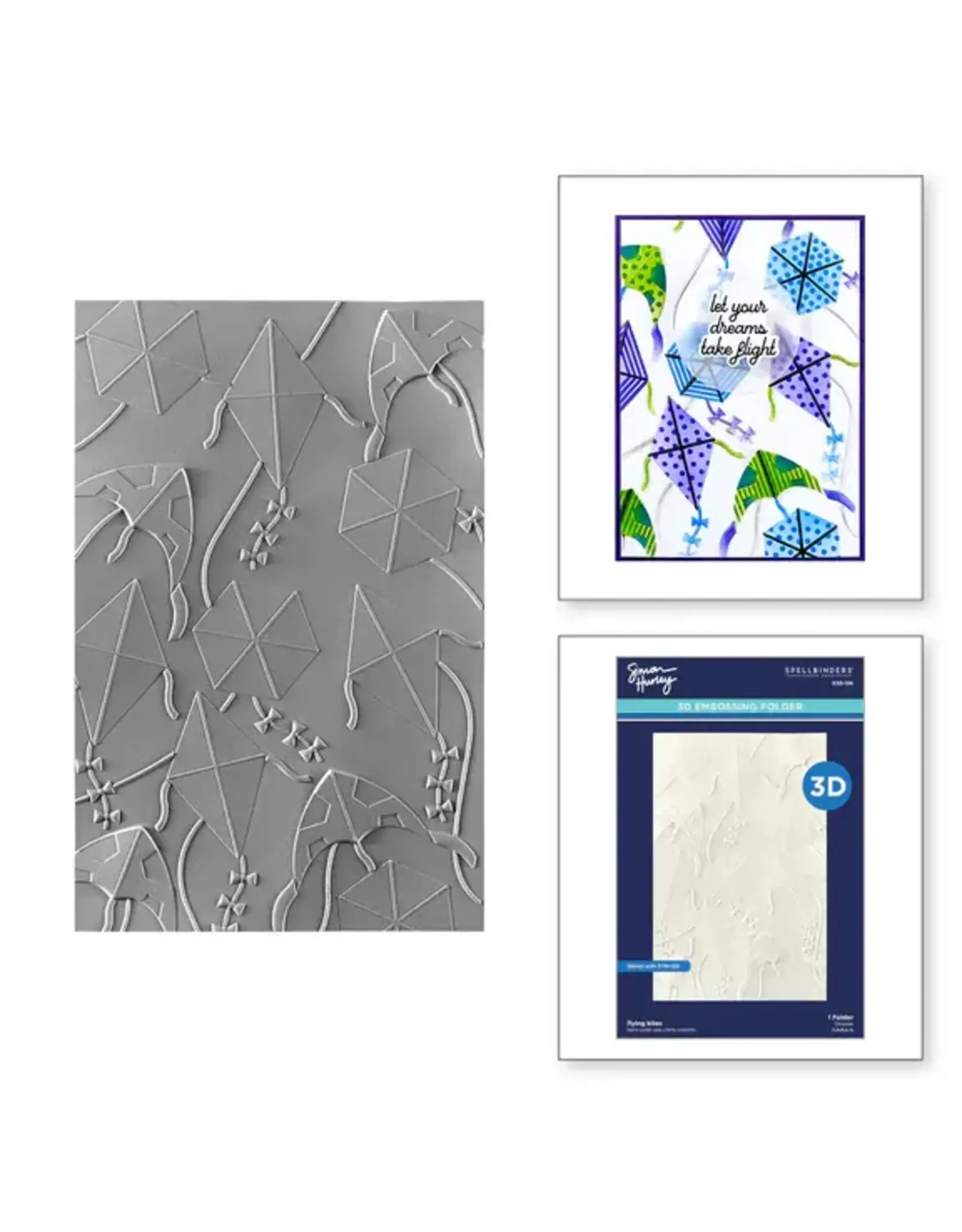 SPELLBINDERS SPELLBINDERS SIMON HURLEY SKY'S THE LIMIT COLLECTION FLYING KITES 3D EMBOSSING FOLDER