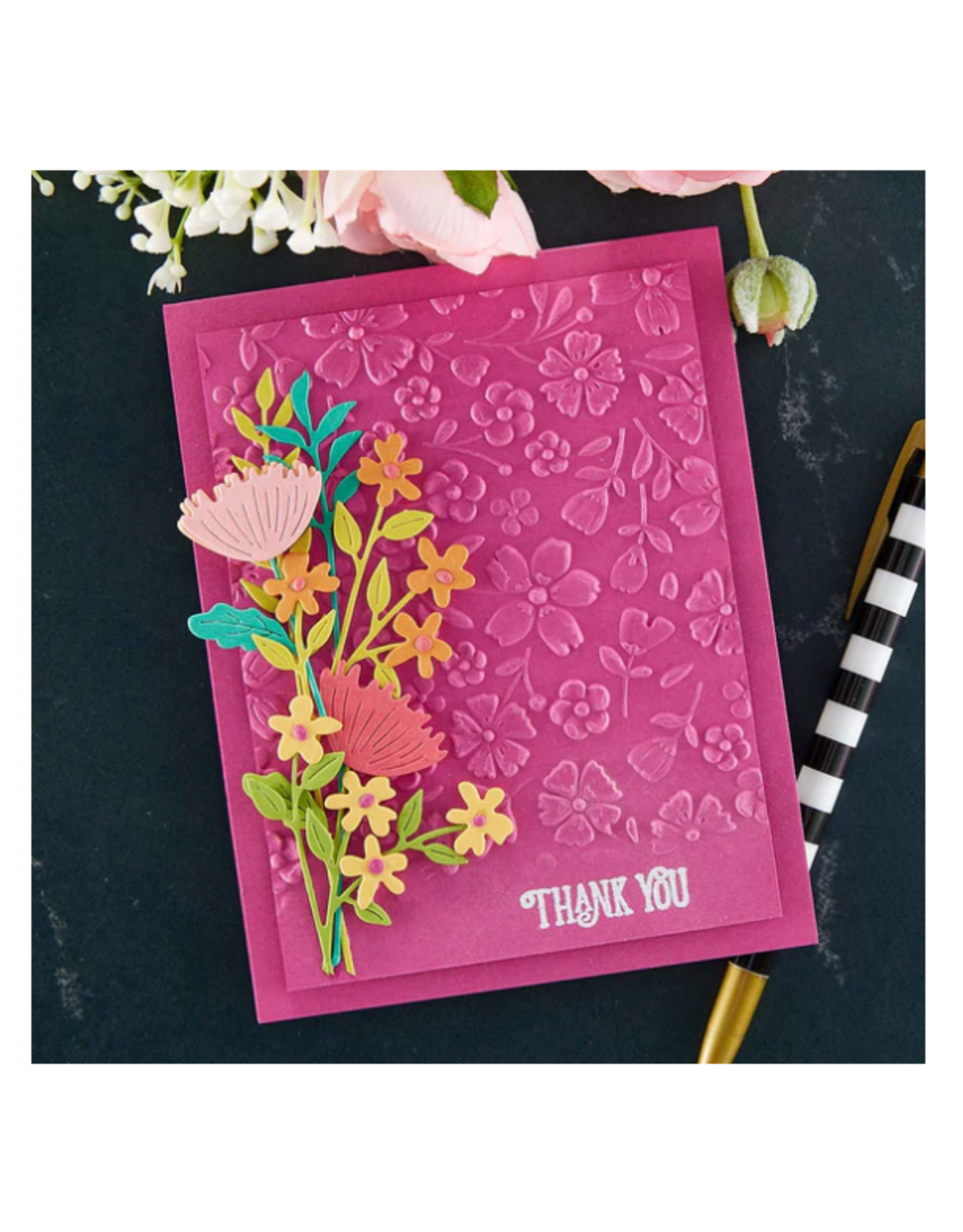 SPELLBINDERS SPELLBINDERS FLORAL REFLECTION COLLECTION FLOWER FRENZY 3D EMBOSSING FOLDER