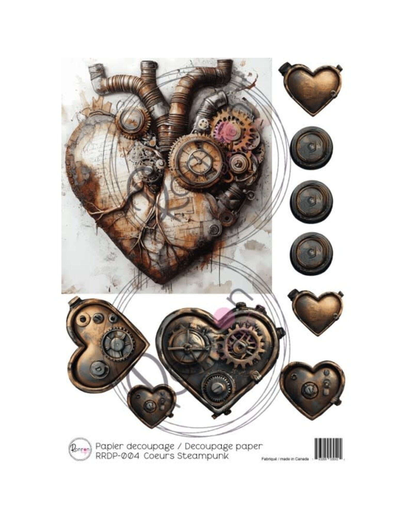 RONRON DESIGNS RONRON DESIGNS COEURS STEAMPUNK RICE PAPER