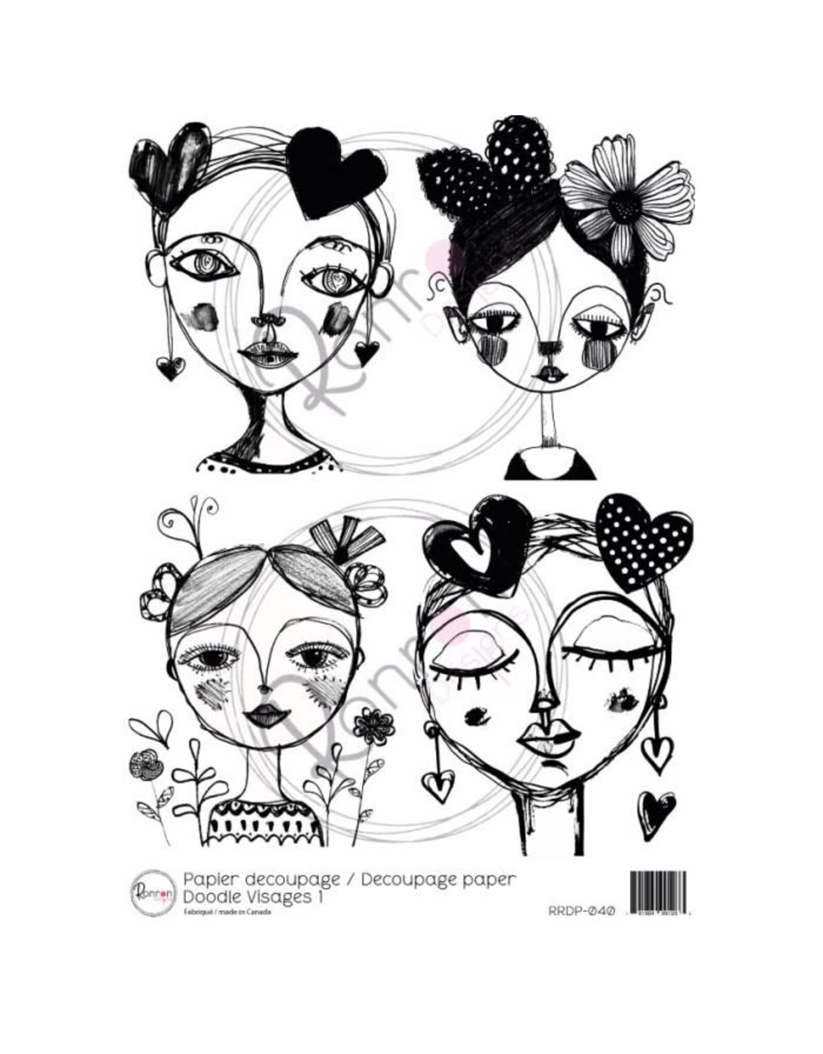 RONRON DESIGNS RONRON DESIGNS DOODLE VISAGES 1 RICE PAPER