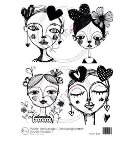 RONRON DESIGNS RONRON DESIGNS DOODLE VISAGES 1 RICE PAPER
